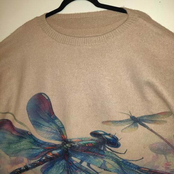 Dragonfly Sweater Top Women's Sz 2XL Colorful Bugs Good Luck Unisex Oversized - Picture 4 of 16